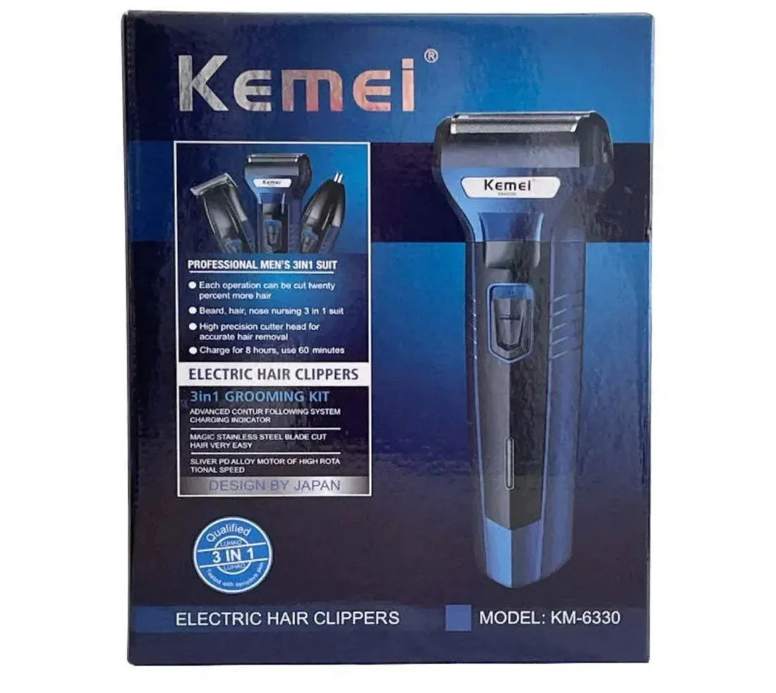 KEMEI 3 in 1 Rechargeable Hair Clipper Trimmer & Shaver
