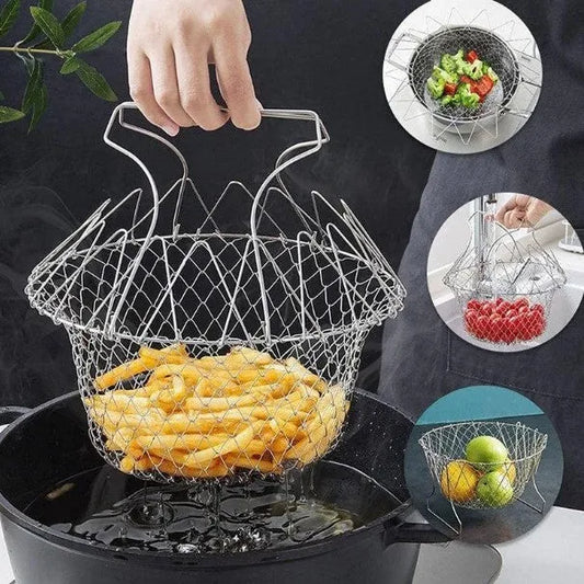 Stainless Steel Multifunctional Folding Frying Chef Basket