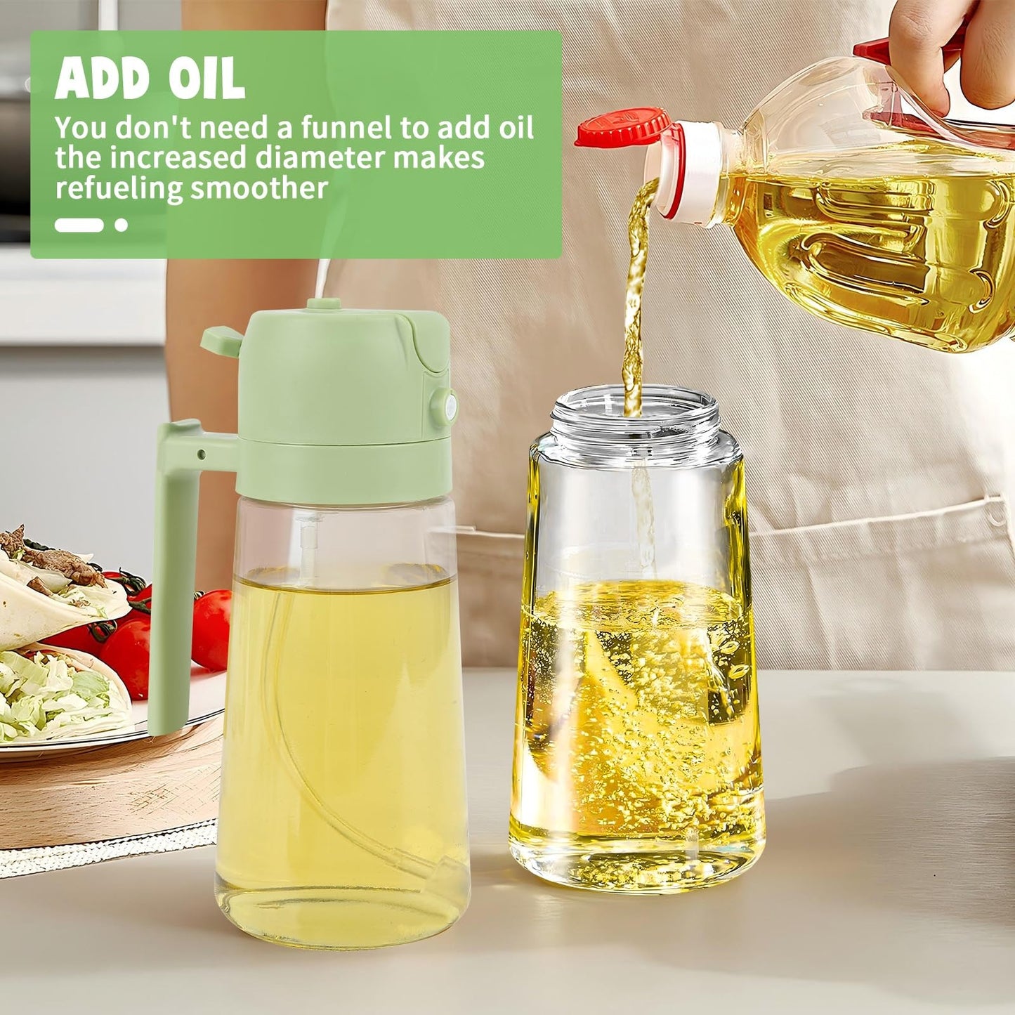 2 in 1 Glass Oil Spray Dispenser 450 ml